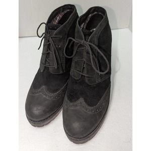 SPERRY TOP SIDER Emory suede leather chunky wingtip heeled booties size 8.5